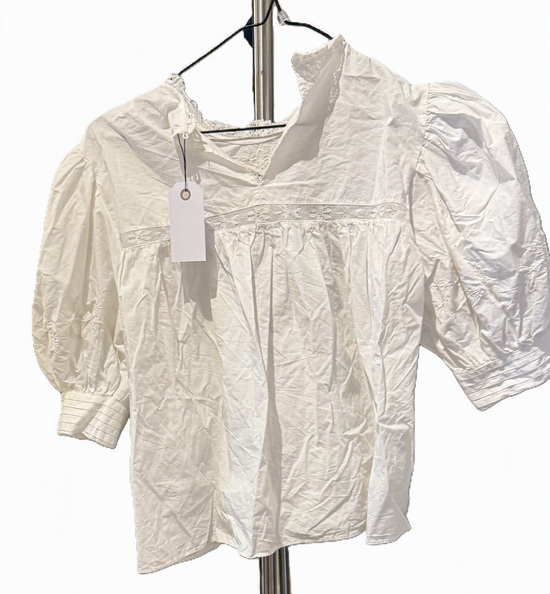 Zara hvit bluse med korte armer