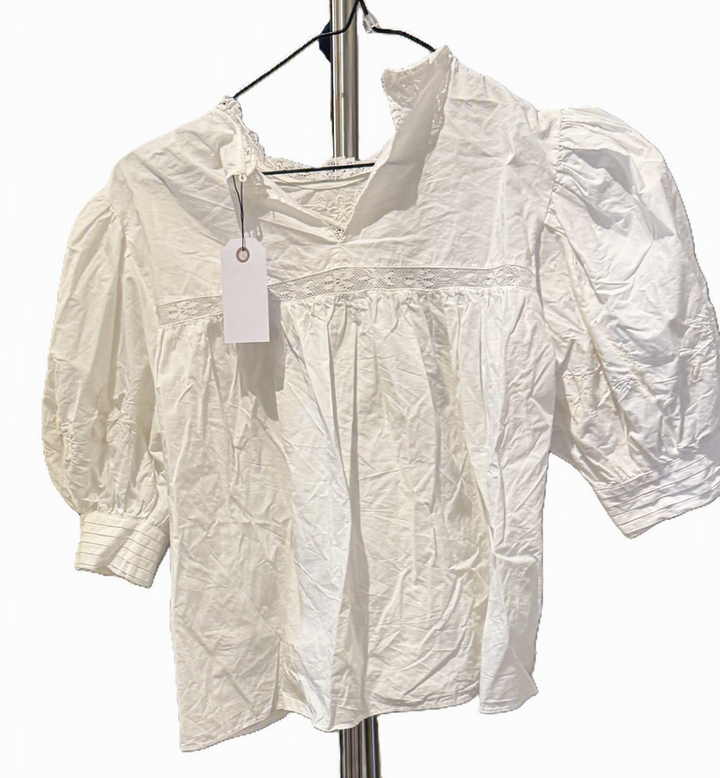 Zara hvit bluse med korte armer