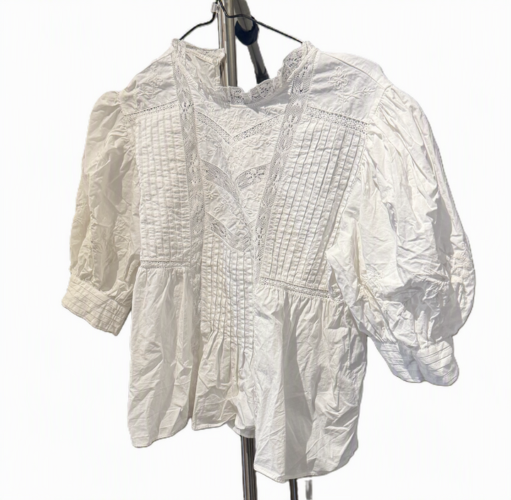 Zara hvit bluse med korte armer
