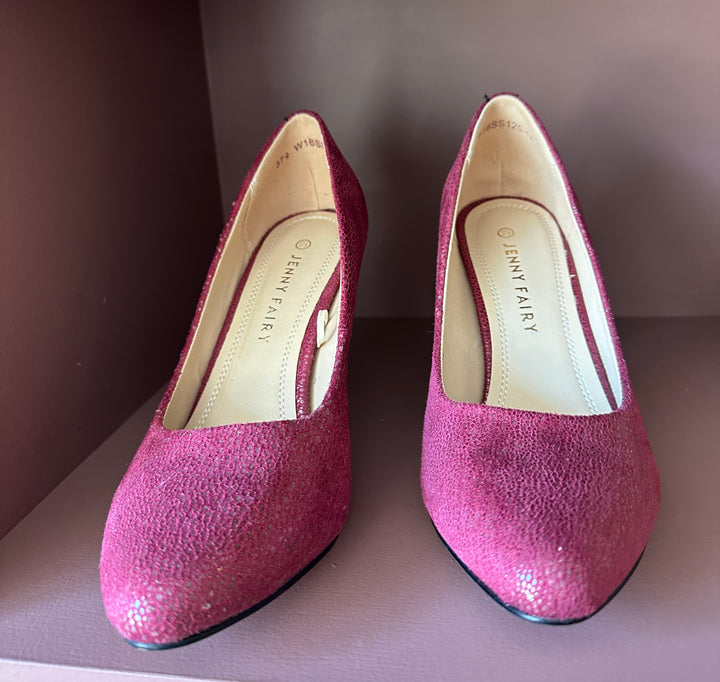 Høye hæler mørk rosa skinn