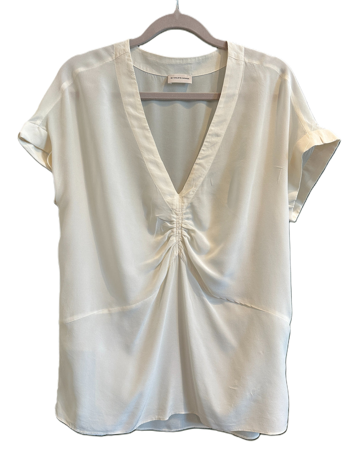 Kremehvit bluse i silke