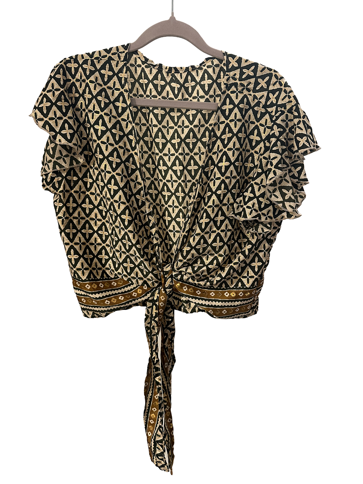 Knytbluse i fine farger