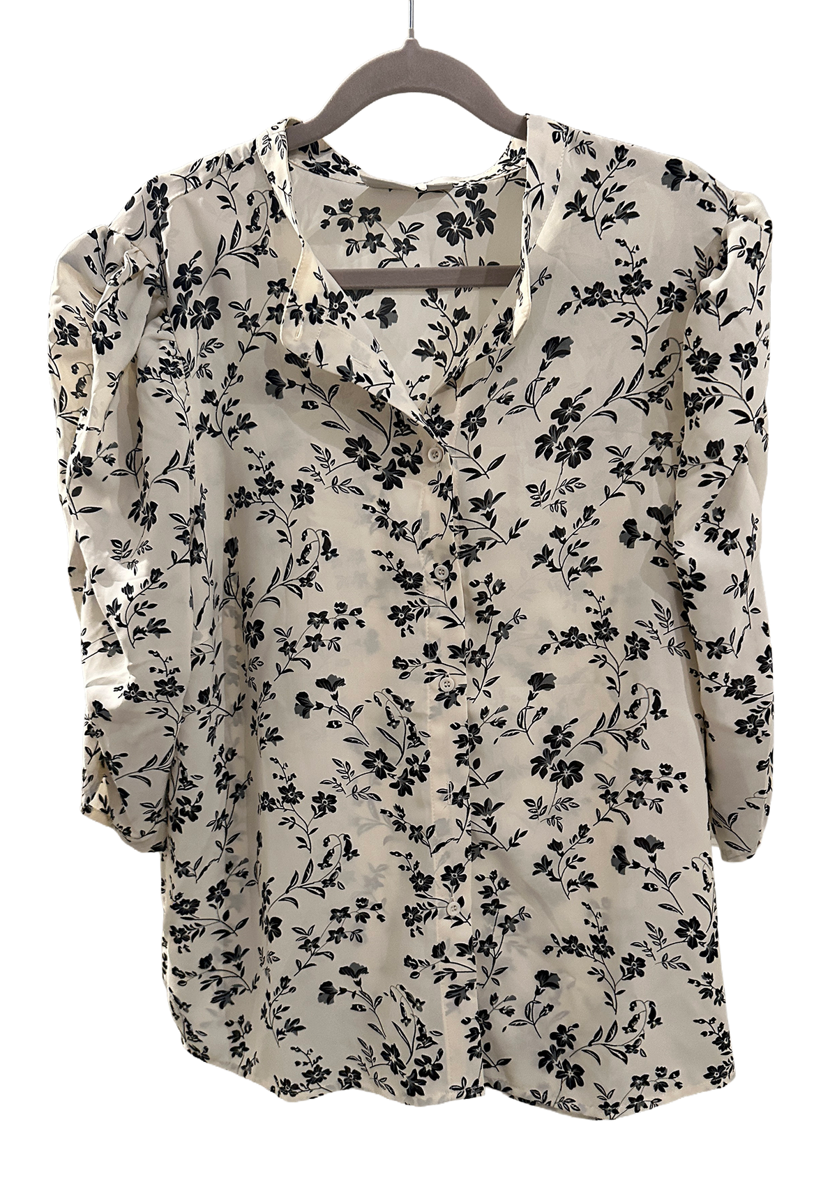 Hvit blomstrete bluse fra Ichi