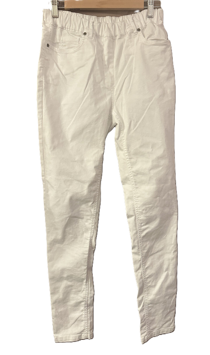 Hvite dra-på jeans