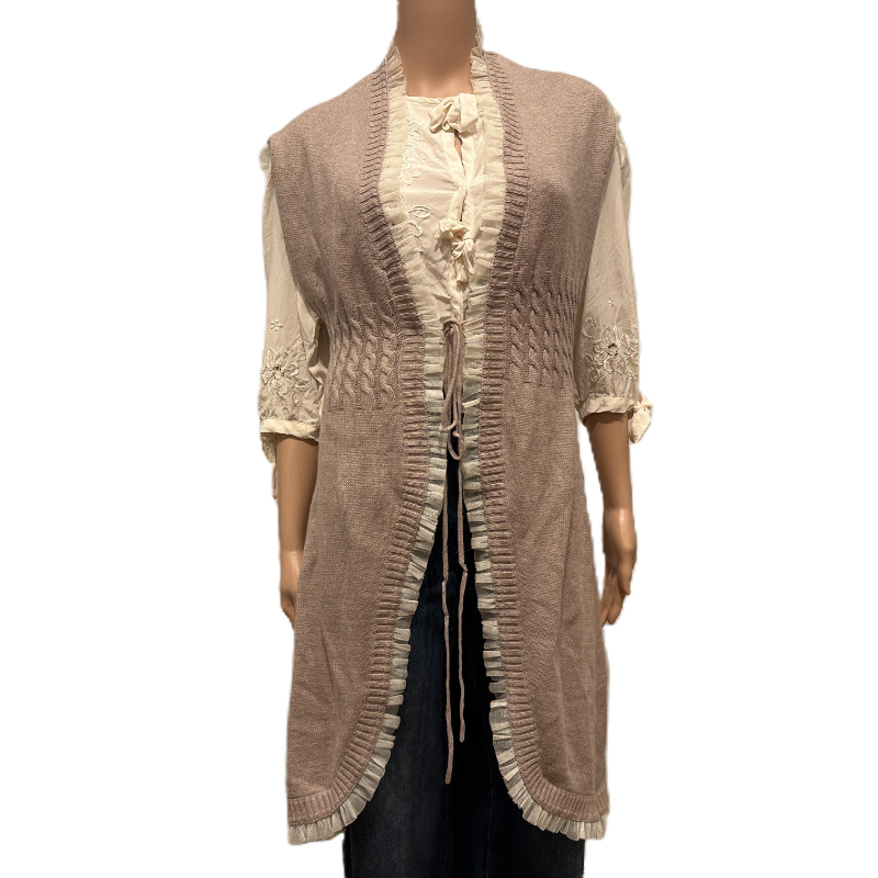 Lang strikket vest/kardigan - Spicy Vanilla