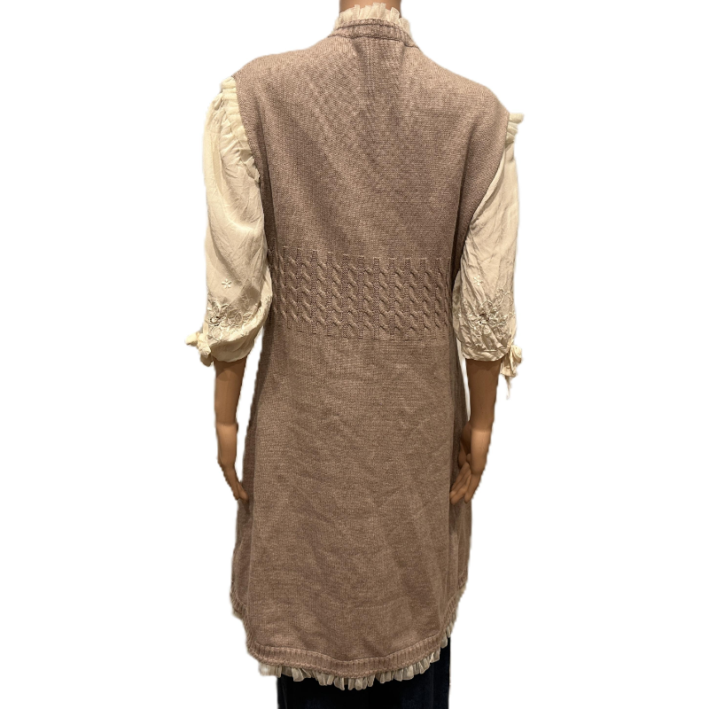 Lang strikket vest/kardigan - Spicy Vanilla