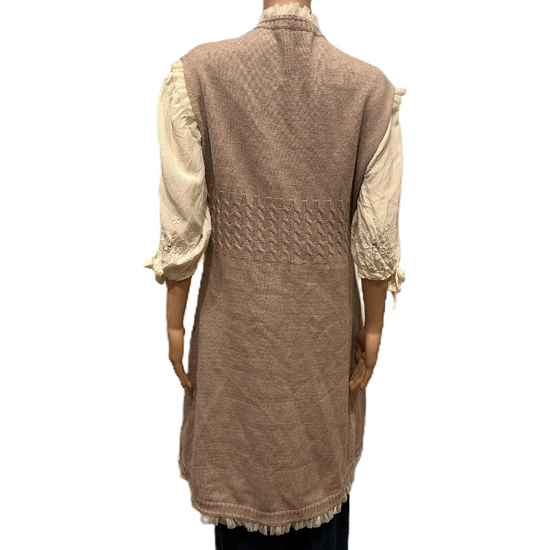 Lang strikket vest/kardigan - Spicy Vanilla