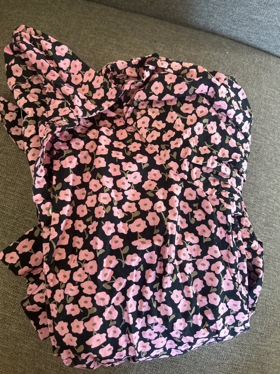 Blomstret kjole svart/rosa (kun på nett)